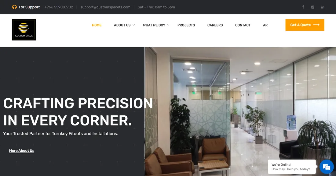 Website designed for Custom Space